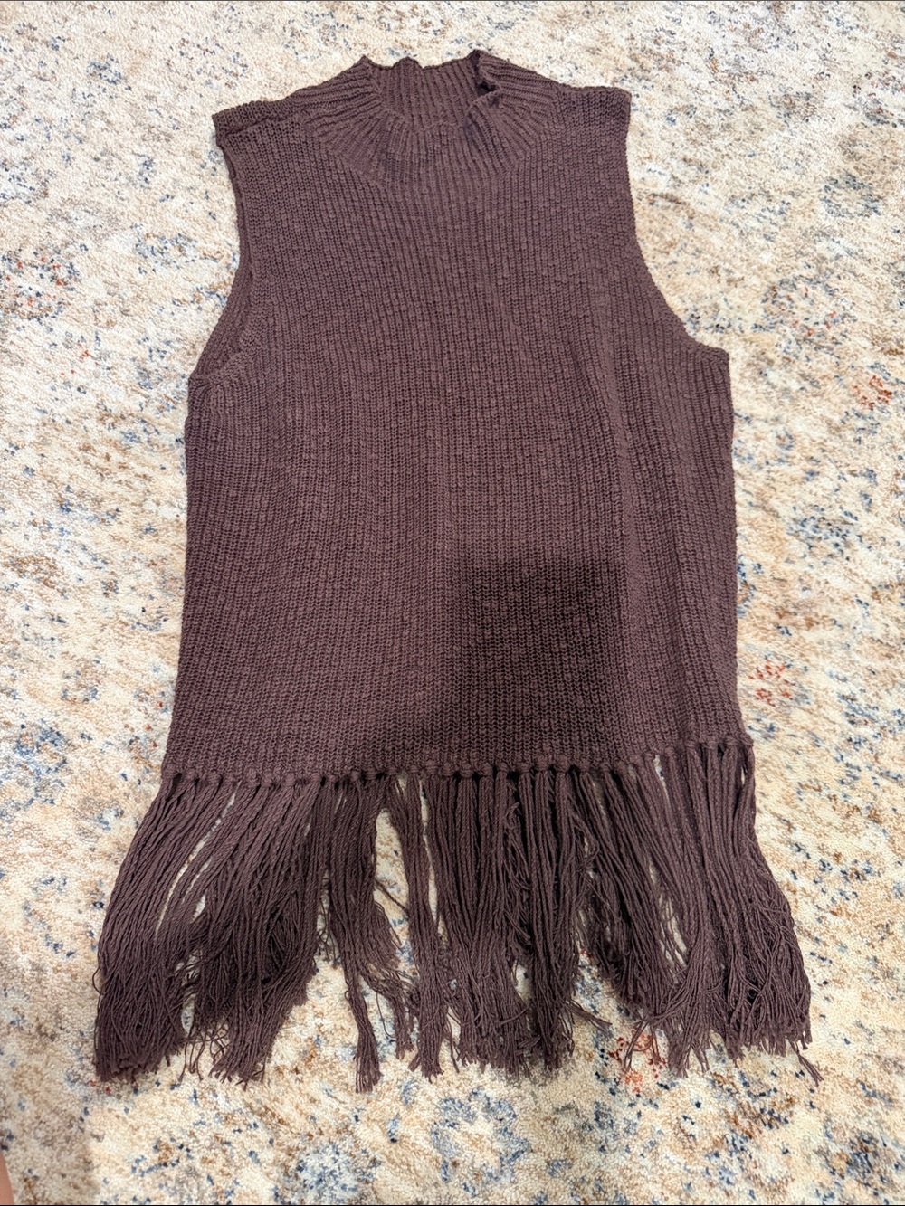 Rails Brown Knit Fringe Sleeveless Top
